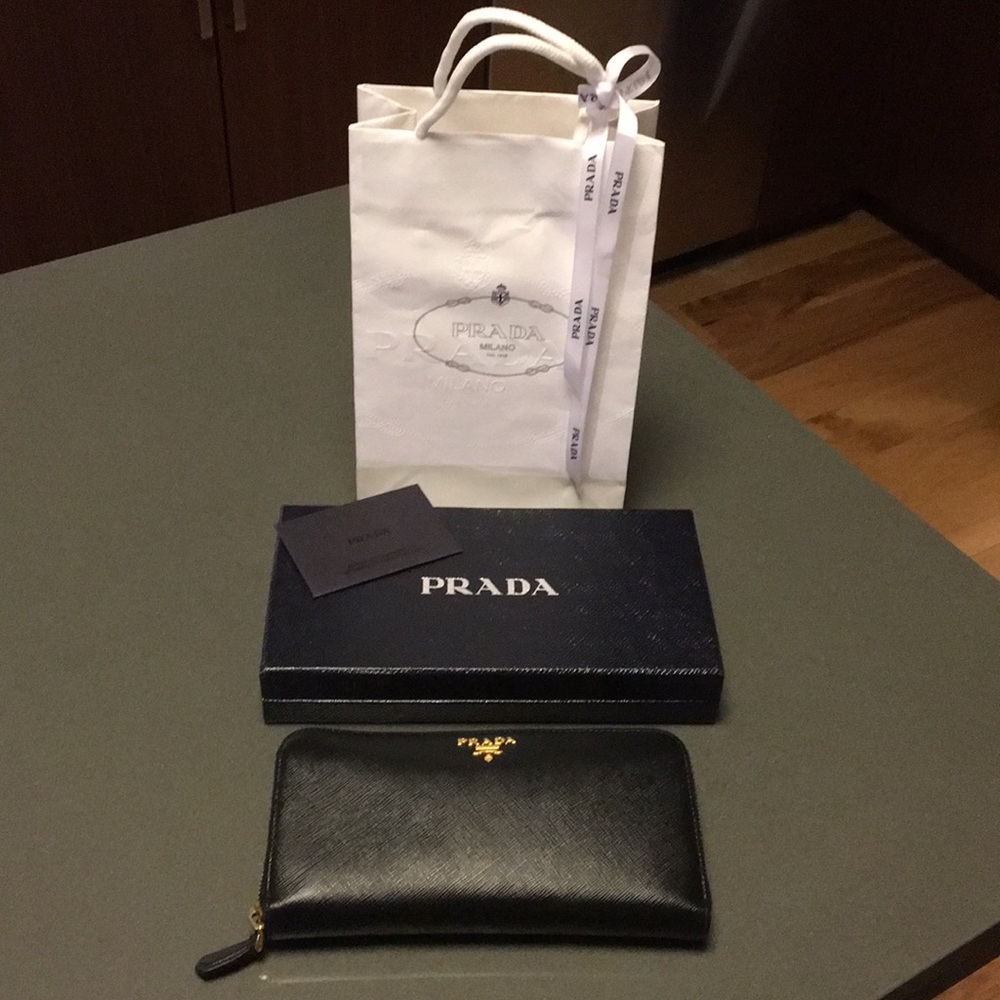Black Prada Saffiano Leather Wallett